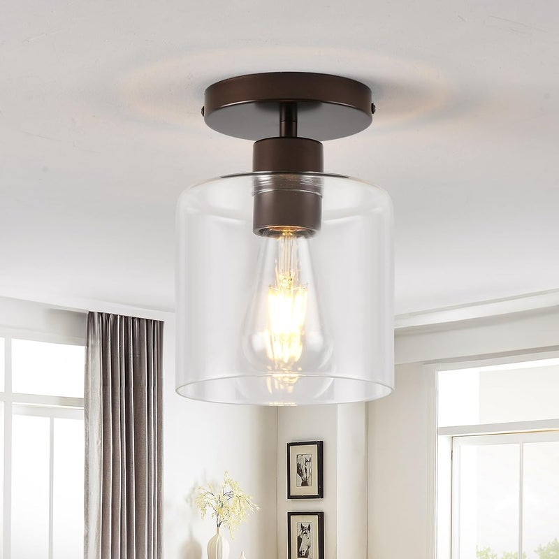 KLSS Oil Rubbed Bronze Semi Flush Mount Ceiling Light,Modern Farmhouse Ceiling Light Fixture for Closet Hallway Entryway,Hallway Light Fixture,Hanging Light Fixture 2 Pack - Image 2